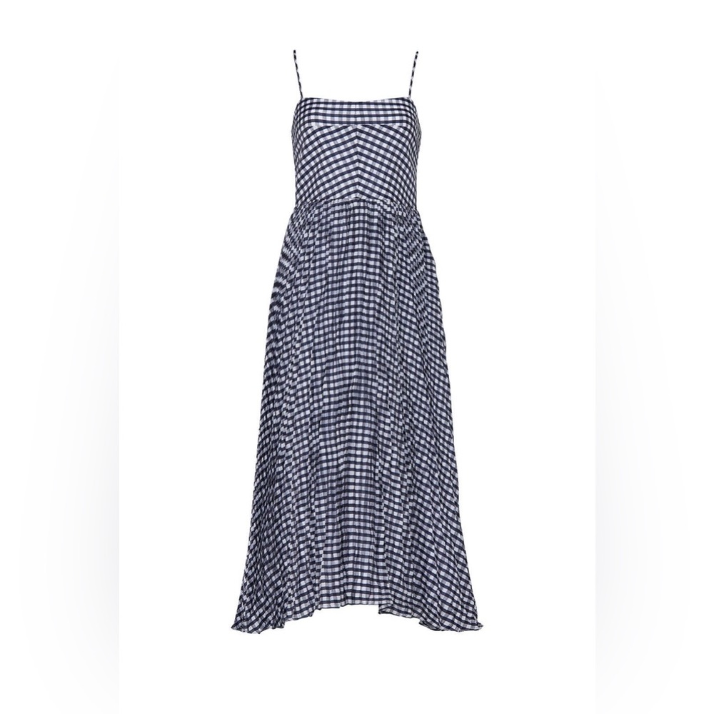 J. Crew Blue Gingham Pleated Dress with Adjustable Straps (super twirlable!)